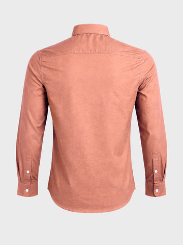 Men's Orange Slim Fit Solid Casual Shirt