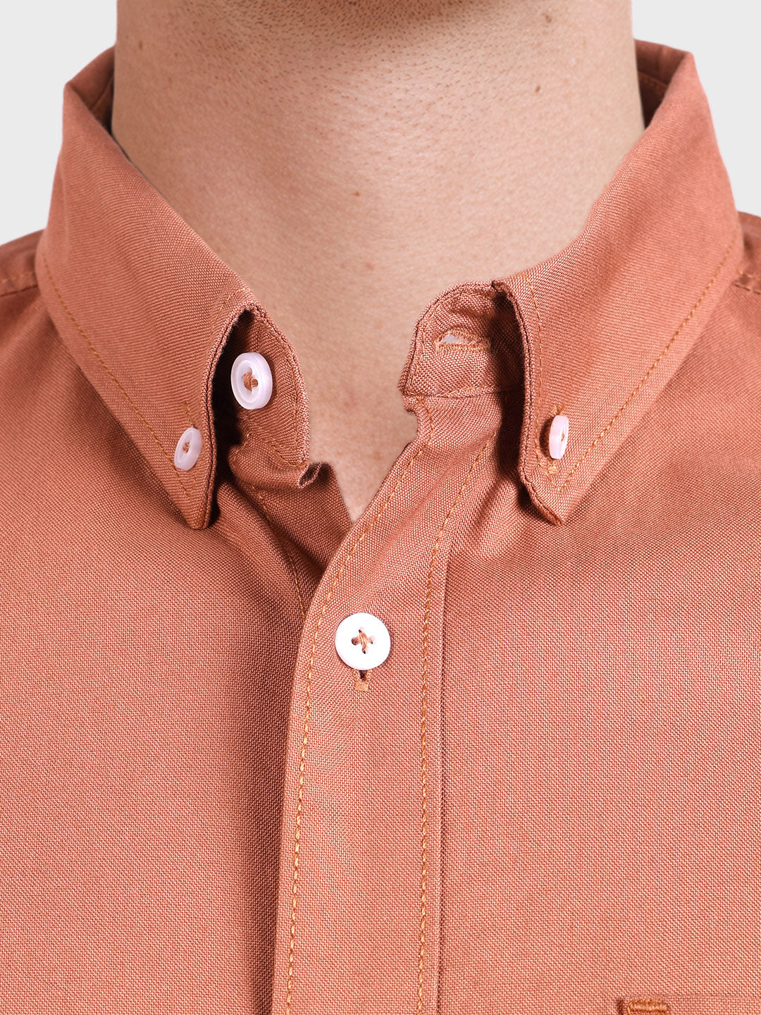 Men's Orange Slim Fit Solid Casual Shirt