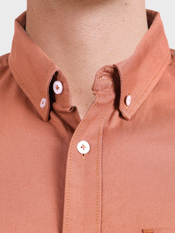 Men's Orange Slim Fit Solid Casual Shirt