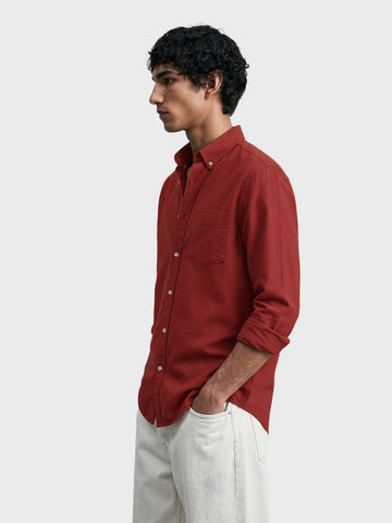 Men's Rust Slim Fit Solid Casual Shirt