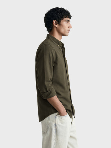 Men's Green Slim Fit Solid Casual Shirt