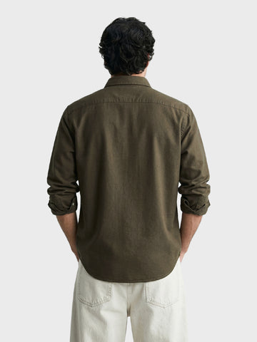 Men's Green Slim Fit Solid Casual Shirt