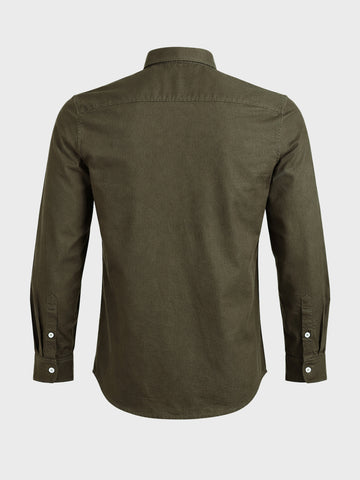 Men's Green Slim Fit Solid Casual Shirt