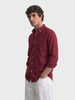 Men's Maroon Slim Fit Solid Casual Shirt