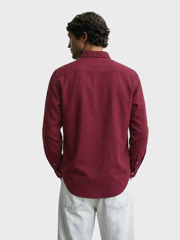 Men's Maroon Slim Fit Solid Casual Shirt