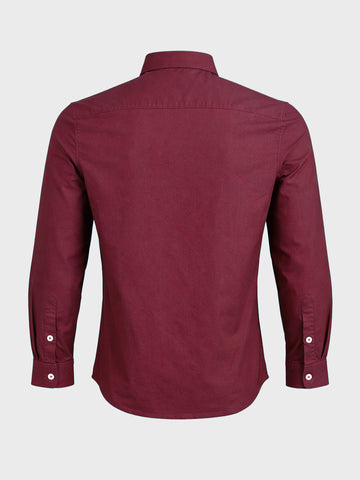 Men's Maroon Slim Fit Solid Casual Shirt