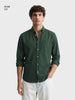 Men's Green Slim Fit Solid Casual Shirt