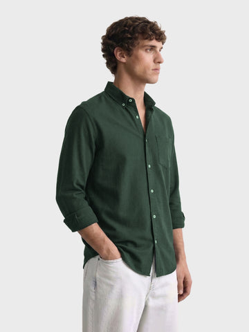Men's Green Slim Fit Solid Casual Shirt