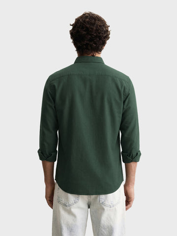 Men's Green Slim Fit Solid Casual Shirt