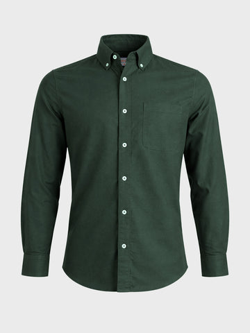 Men's Green Slim Fit Solid Casual Shirt