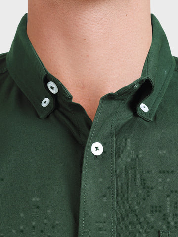 Men's Green Slim Fit Solid Casual Shirt