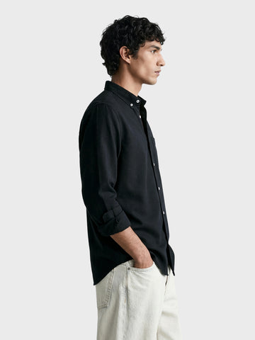 Men's Black Slim Fit Solid Casual Shirt