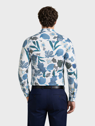 Men's Blue Slim Fit Printed Casual Shirt