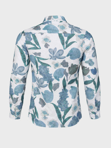 Men's Blue Slim Fit Printed Casual Shirt