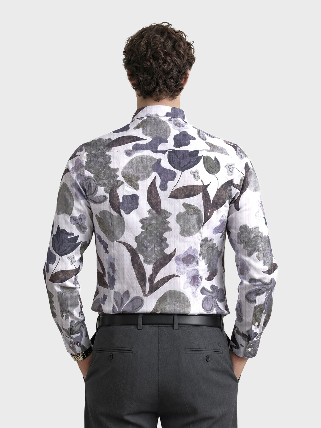 Men's White Slim Fit Printed Casual Shirt