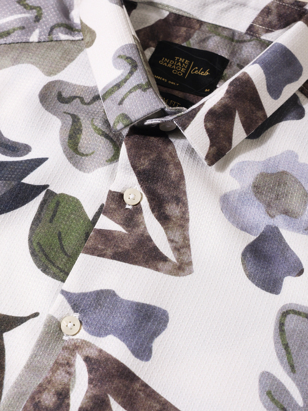 Men's White Slim Fit Printed Casual Shirt