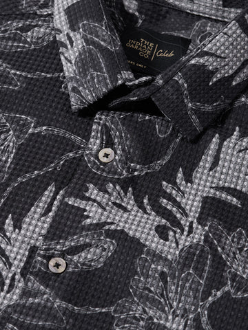 Men's Black Slim Fit Printed Casual Shirt