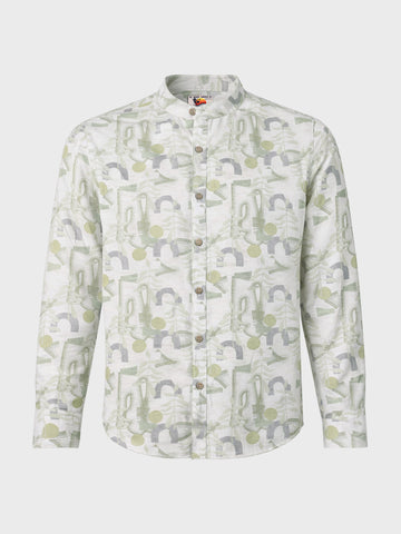 Men's Green Slim Fit Printed Casual Shirt
