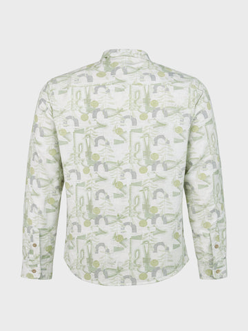 Men's Green Slim Fit Printed Casual Shirt