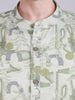 Men's Green Slim Fit Printed Casual Shirt