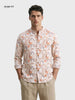 Men's Orange Slim Fit Printed Casual Shirt