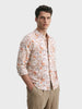 Men's Orange Slim Fit Printed Casual Shirt