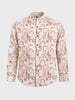Men's Orange Slim Fit Printed Casual Shirt