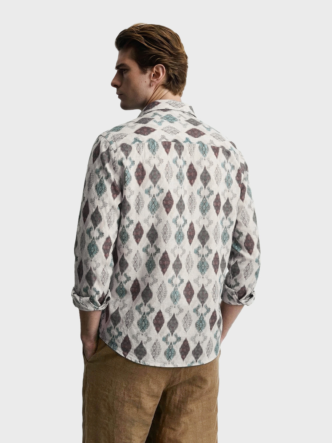 Men's Brown Slim Fit Printed Casual Shirt