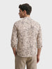 Men's Beige Slim Fit Printed Casual Shirt