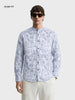 Men's Blue Slim Fit Printed Casual Shirt