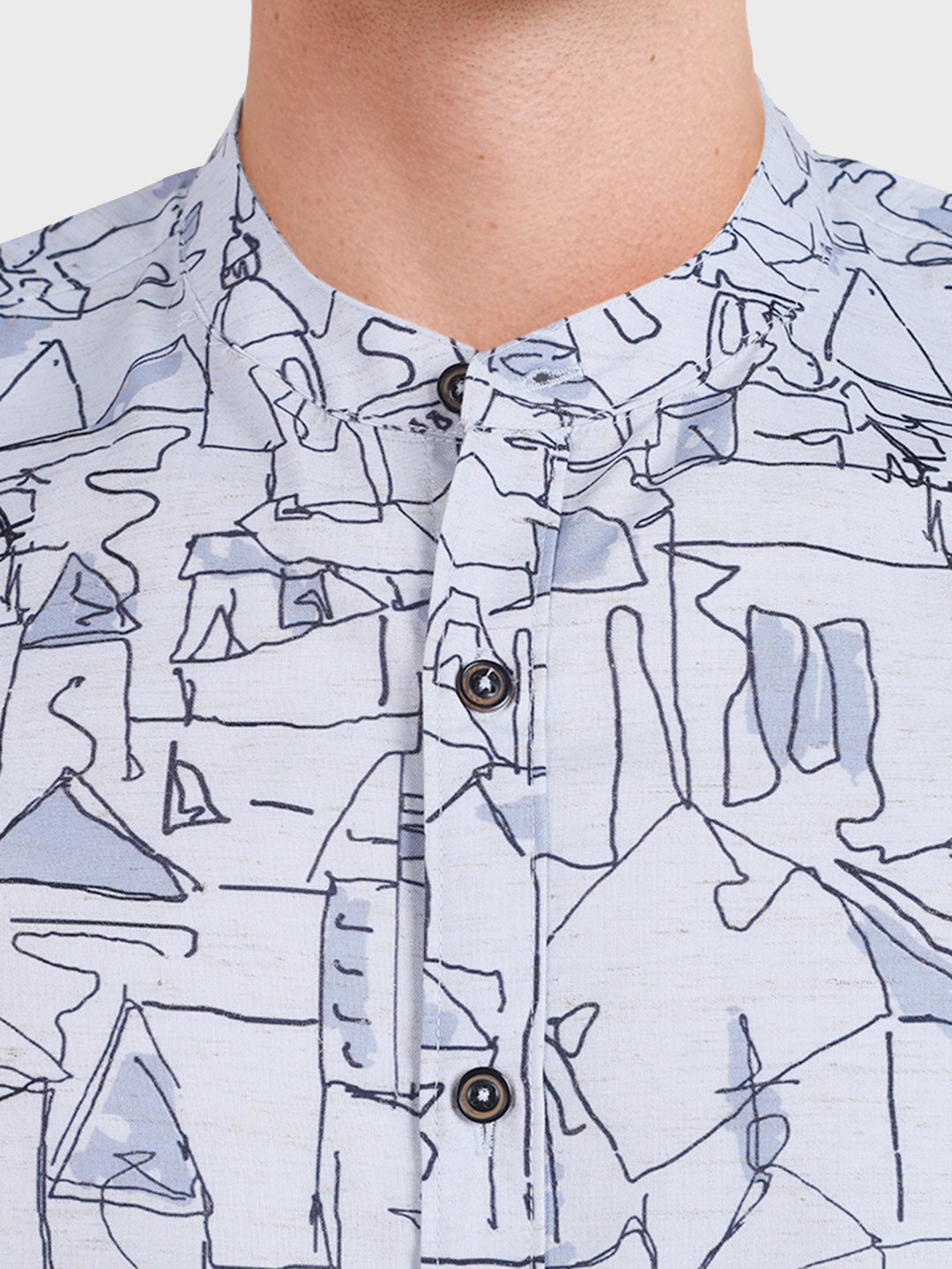 Men's Blue Slim Fit Printed Casual Shirt