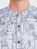 Men's Blue Slim Fit Printed Casual Shirt