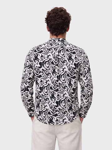 Men's Black Relaxed Fit Printed Casual Shirt