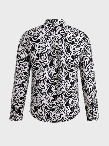 Men's Black Relaxed Fit Printed Casual Shirt