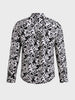 Men's Black Relaxed Fit Printed Casual Shirt