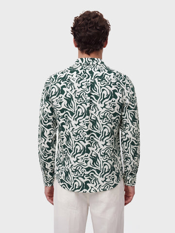 Men's Green Relaxed Fit Printed Casual Shirt