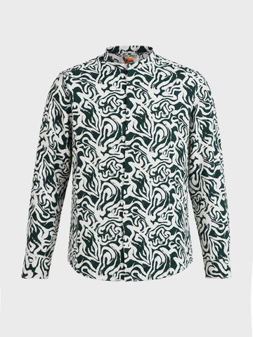 Men's Green Relaxed Fit Printed Casual Shirt
