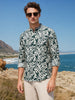 Men's Green Relaxed Fit Printed Casual Shirt