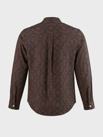 Men's Brown Relaxed Fit Printed Casual Shirt