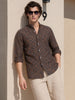Men's Brown Relaxed Fit Printed Casual Shirt