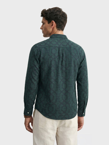 Men's Green Relaxed Fit Printed Casual Shirt