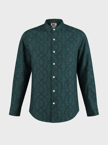 Men's Green Relaxed Fit Printed Casual Shirt