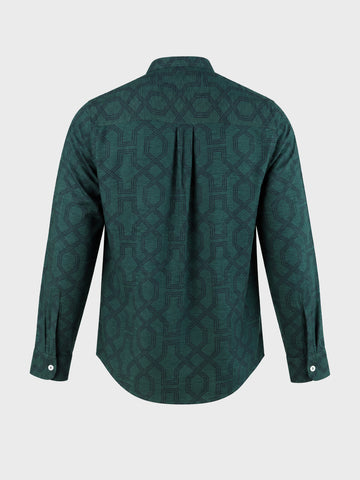 Men's Green Relaxed Fit Printed Casual Shirt