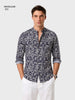 Men's Blue Regular Fit Printed Casual Shirt