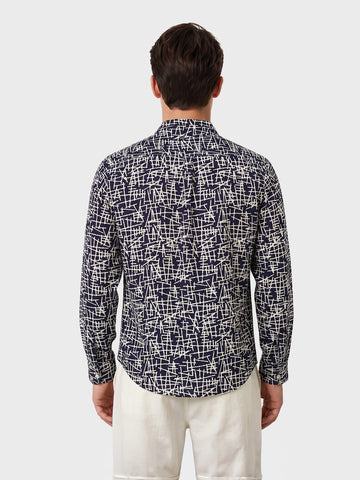 Men's Blue Regular Fit Printed Casual Shirt