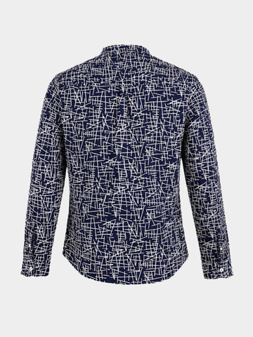 Men's Blue Regular Fit Printed Casual Shirt