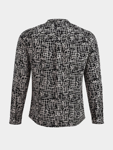Men's Black Regular Fit Printed Resort Wear Shirt