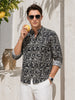 Men's Black Regular Fit Printed Resort Wear Shirt