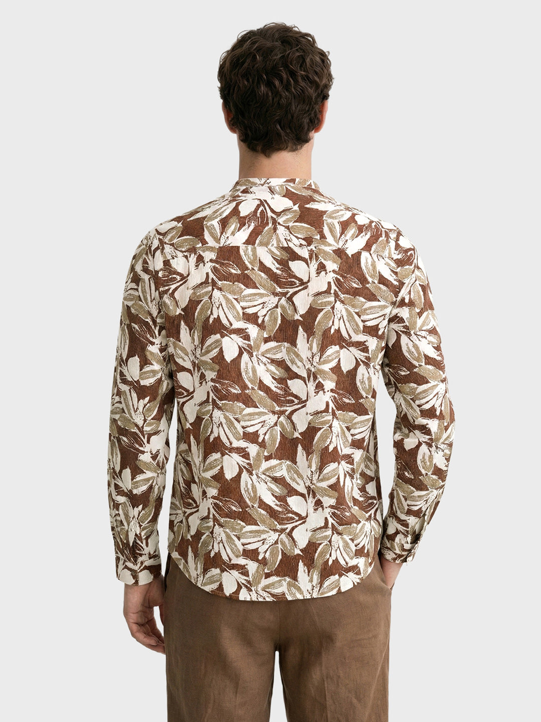Men's Brown Regular Fit Printed Casual Shirts