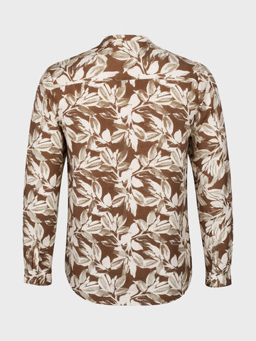 Men's Brown Regular Fit Printed Casual Shirts